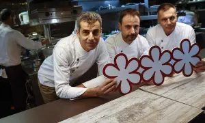 Chefs celebran con tres flores Michelin, símbolo de restaurantes con mas estrellas michelin.