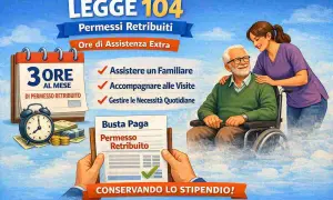 Novità Legge 104: 3 ore al mese di permesso retribuito per assistere familiari, accompagnarli alle visite o gestire necessità quotidiane, conservando lo stipendio.