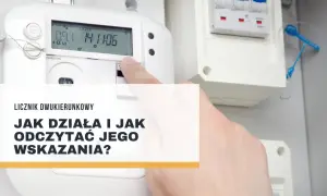 Cyfrowy licznik dwukierunkowy pokazuje symbole i wskazania, jak odczytać jego dane.