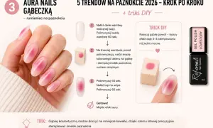 Efekt rumieńca na paznokciach krok po kroku. Idealne dla kursy kosmetologia, by stworzyć modny manicure.