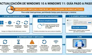 Guía para forzar actualización Windows 11 desde las 17:00. Pasos: Entrar en Windows Update, buscar actualizaciones, descargar e instalar. Si hay problemas, reinicia o libera espacio.