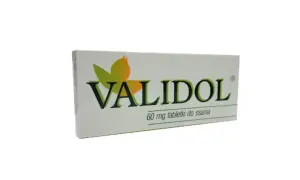 Opakowanie Validolu 60 mg, tabletek do ssania, które mogą pomóc na kołatanie serca.