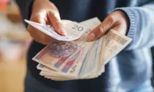 Ręce liczą banknoty. Dyskusje na forum o emeryturze z OFE po 65 roku życia często dotyczą właśnie takich kwot.