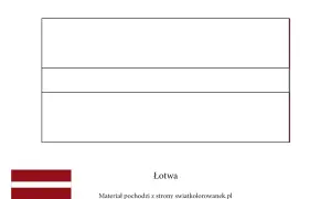Flaga Łotwy: dwa ciemnoczerwone pasy po bokach i biały pas pośrodku.