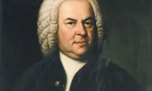 Portret Johanna Sebastiana Bacha, jednego z najwięksi kompozytorzy wszechczasów, w peruce i stroju z epoki.