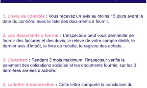Les étapes du contrôle URSSAF autoentrepreneur : avis, documents, examen, lettre d'observation. Un contrôleur URSSAF examine vos finances.