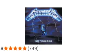 Okładka albumu Metallica "Ride the Lightning" z krzesłem elektrycznym i piorunami. Utwory z tej płyty to klasyka.