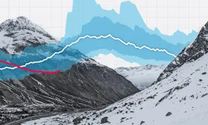 Berglandschaft mit Graphen, die die Schneefallgrenze in den Alpen darstellen.