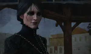 Yennefer z Vengerbergu, w czarnej sukni z pereł i złota, patrzy z nadzieją na przyszłość. Czy w Wiedźmin 3 żyli długo i szczęśliwie?
