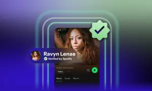 Learn how to get verified on Spotify with this visual guide. The image shows Ravyn Lenae's verified Spotify profile, highlighting the blue checkmark.