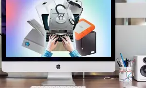 Festplatte wird nicht erkannt? Diagnose von externen Laufwerken und Laptops mit Stethoskop-Symbol.