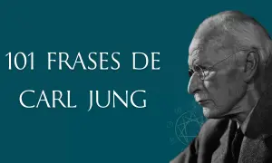 Retrato de Carl Jung junto a un texto que dice "101 frases de Carl Jung".