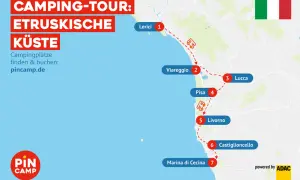 Camping-Tour entlang der Etruskischen Küste: Lerici, Viareggio, Lucca, Pisa, Livorno, Castiglioncello, Marina di Cecina. Tolle Toskana Tipps für Camper!