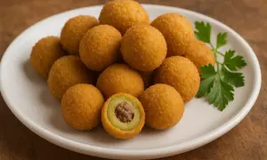 Piatto di olive ascolane fritte, una delizia croccante. La ricetta perfetta per un antipasto sfizioso.