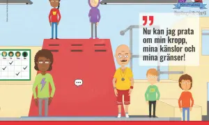 Barn pratar om sin kropp, känslor och gränser. En del av kampanjen "Stopp! Min kropp!".