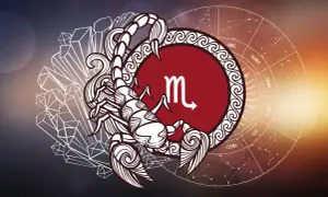 Symbol strzelca znaku zodiaku, skorpion i koło zodiaku.