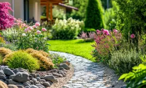 Ein schöner Gartenweg mit Blumen und Steinen. Tolle wenig Geld Garten Ideen einfach umgesetzt.