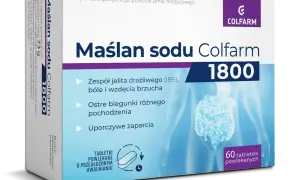 Maślan sodu Colfarm 1800 - tabletki powlekane o przedłużonym uwalnianiu na zespół jelita drażliwego, biegunki i zaparcia.