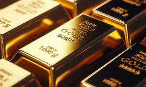 Błyszczące sztabki złota, każda o wadze 1000 g, z napisem "GOLD 99999" – to najlepsza próba złota, symbol bogactwa i prestiżu.