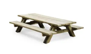 Enkel picknickbord ritning i trä, redo för sommarens utflykter.