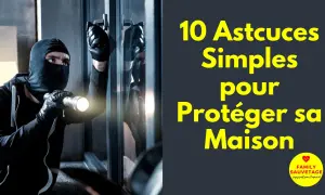 Un cambrioleur masqué tente d'ouvrir une porte avec une lampe torche. Découvrez comment protéger sa maison sans alarme.