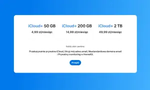 Wybierz jeden z pakietów iCloud+: 50 GB, 200 GB lub 2 TB. Każdy plan oferuje dodatkowe funkcje prywatności.