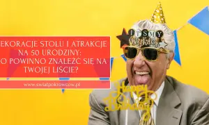 Wesołe atrakcje na 50 urodziny: mężczyzna w okularach "Happy Birthday" i czapce świętuje.