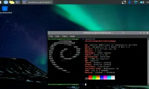 Terminal na Raspberry Pi z systemem Raspberry Pi OS, wyświetlający informacje o systemie za pomocą neofetch.