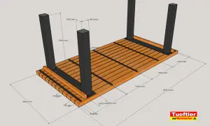 Bauplan für einen stabilen Gartentisch selber bauen. Maße und Konstruktion sind detailliert dargestellt.