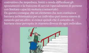 Persona in sedia a rotelle cerca di superare una scala, un esempio di barriere architettoniche.