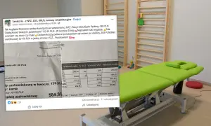 Faktura z sanatorium: pobyt 133,35 PLN, parking 189 PLN, paliwo 116 PLN. Całkowity koszt pobytu w sanatorium to 584,85 PLN.