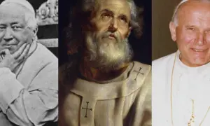 Trzy portrety papieży: Pius IX, św. Piotr i Jan Paweł II. Czy któryś z nich był najdłużej panującym papieżem?