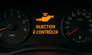 Voyant moteur allumé : "INJECTION À CONTRÔLER". Le système d'injection de carburant nécessite une vérification.