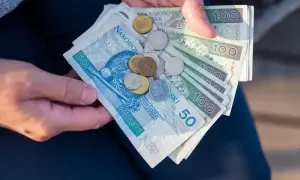 Dłonie trzymają polskie banknoty i monety. Ile razy można dać darowiznę dziecku? Zależy od kwoty i potrzeb.