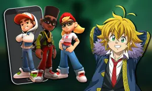 Personnages de jeux mobiles, dont Jake de Subway Surfers, aux côtés de Meliodas. Le meilleur jeux mobile gratuit pour s'amuser.