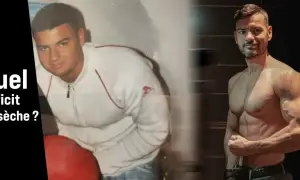Avant/après transformation physique. L'image montre un homme avant et après avoir atteint un déficit calorique pour la sèche.