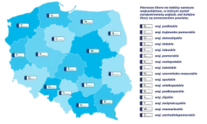 Mapa Polski z oznaczeniami województw i powiatów, klucz do rozszyfrowania fsw rejestracja.