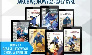 Książki z cyklu Jakub Wędrowycz na tabletach, w tym "Homo bimbrownikus" i "Czarownik Iwanow".