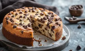 En saftig chokladkaka med ricotta, toppad med chokladknappar. En perfekt dessert för alla chokladälskare.