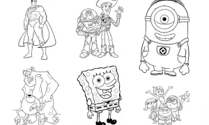 Láminas para colorear: Superman, Buzz y Woody, Minion, Mike y Sully, Bob Esponja y personajes de Intensamente. Ideal para como pintar un niño de 3 años.