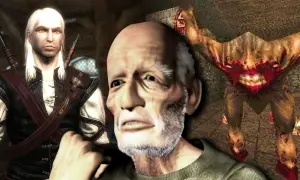 Wspomnienia z gry dzieciństwa: Geralt z Rivii, starszy mężczyzna i krwiożerczy potwór.