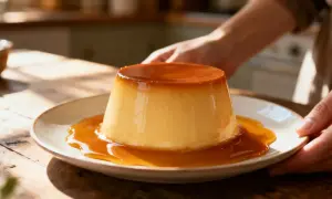 Un flan onctueux nappé d'une sauce caramel dorée, parfait pour une recette de sauce caramel maison.