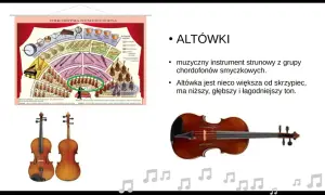 Dwa altówki, instrumenty nieco większe od skrzypiec, z ich charakterystycznym, głębszym tonem.