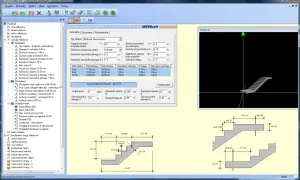 Zbrojenie schodów żelbetowych rysunki techniczne i model 3D. Program Konstruktor 5.0.