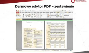 Darmowy edytor PDF w akcji, pokazujący interfejs programu z polami formularza do wypełnienia.