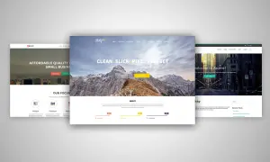 Szablony stron internetowych WordPress: trzy przykładowe strony z motywami dla biznesu, fotografii i nowoczesnego designu.