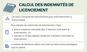 Calcul des indemnités de licenciement : moyenne des 12 derniers mois ou 1/3 des 3 derniers mois. Le plus avantageux pour le salarié.
