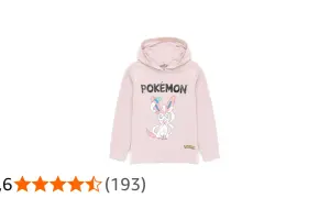 Różowa bluza z kapturem dla dziewczynki z postacią Sylveon z Pokemon.