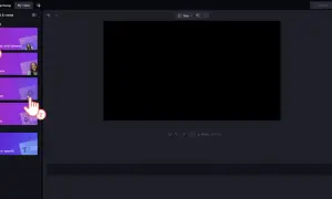 Rozpoczynanie nagrywania ekranu z dźwiękiem w Clipchamp. Kliknij "Screen" (2), aby rozpocząć.