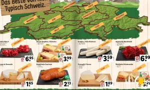 Szwajcarskie specjały: Bündnerfleisch, sery z różnych regionów, kiełbaski i wędliny. Sprawdź ceny w Szwajcarii!